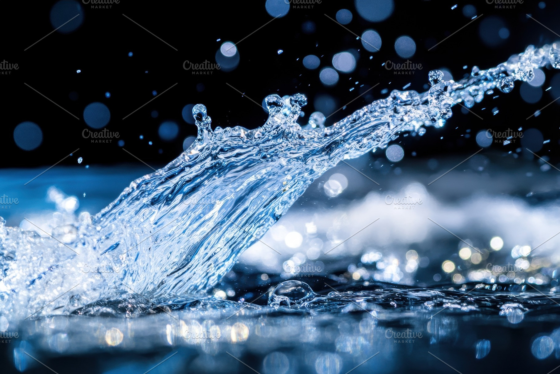 Dynamic water splash creating drople, a Photo by Iftikhar Alam