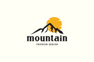 Vintage Shape Mountain Sunset Logo