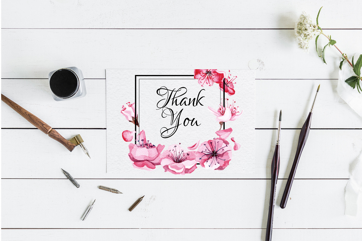 Watercolor Sakura blossom collection, an Object Graphic by Satika (Photo 9 of 9)