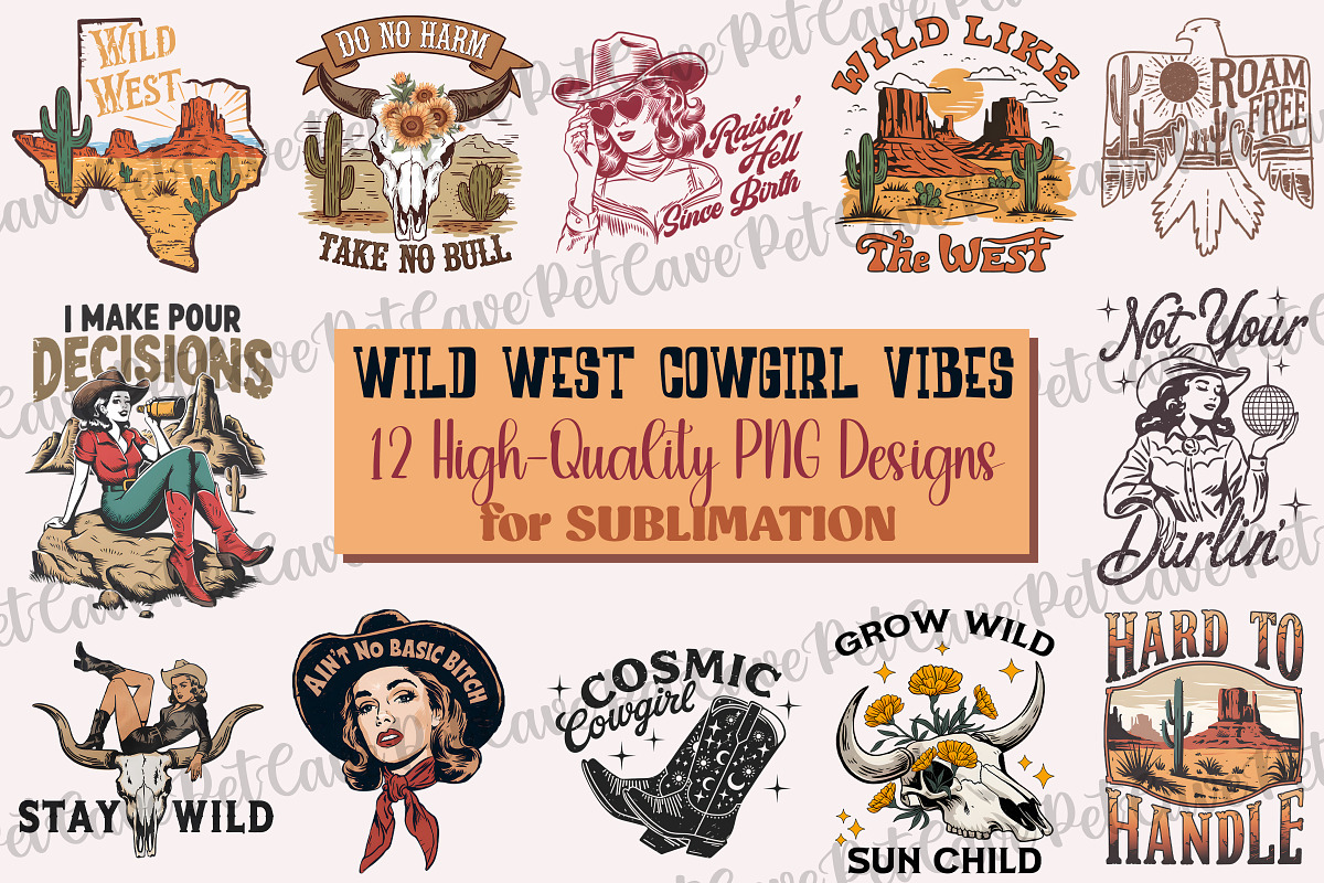 Wild West Cowgirl Vibes PNG Bundle, a Graphic by Pet Cave (Photo 1 of 6)