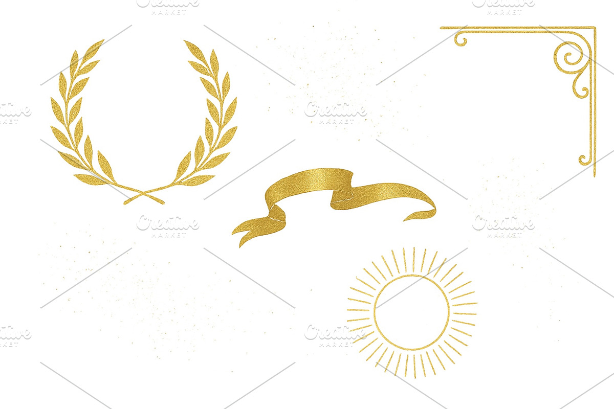 Golden decorative elements featuring, an Illustration by ZinetroN