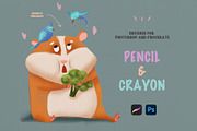 Pencil & Crayon Procreate Photoshop, a Brush Add-On by Spark Studio Brushes (Thumbnail 2 of 7)