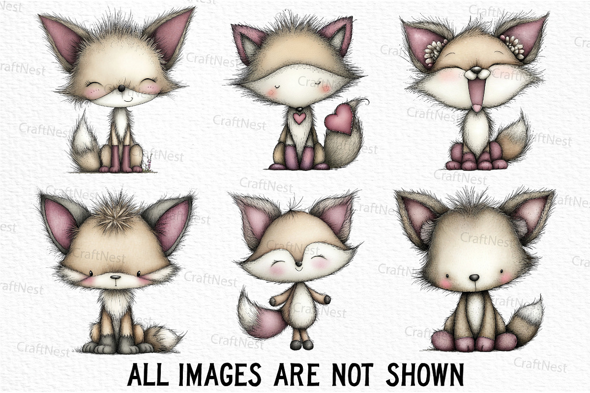 Watercolor Fox with Emotion Clipart, an Illustration by Craft Nest (Photo 2 of 6)