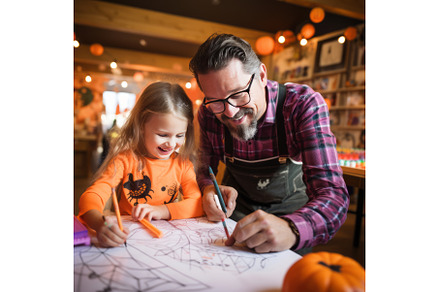 Halloween preparation with dad, a School & Education Photo by Grey Coast Media