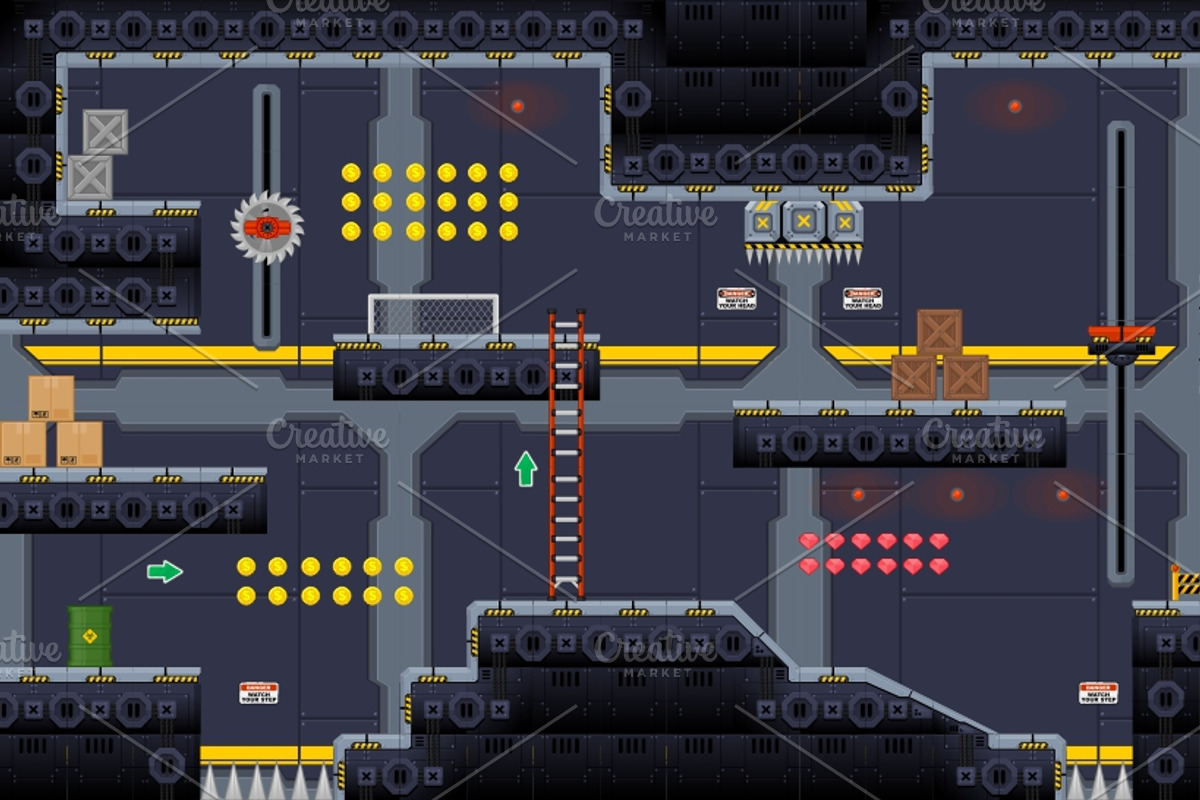 Platformer Game Tile Set 12, an Illustration by pzUH (Photo 4 of 5)