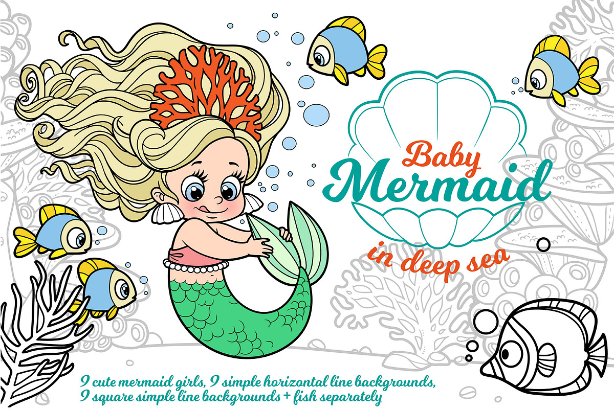 Baby mermaid in deep sea, an Illustration by Azuzlikus (Photo 1 of 11)