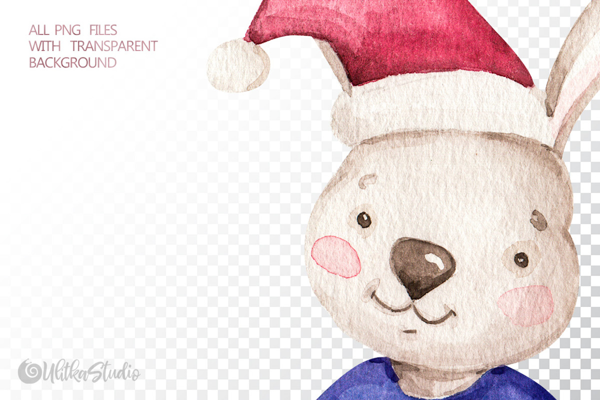 Cozy Christmas watercolor clipart, an Animal Illustration by UlitkaStudio (Photo 8 of 9)