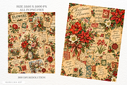 Flowers in Christmas Junk Journal, a Background Graphic by Markicha Art (Thumbnail 3 of 5)