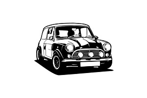 Classic Mini 2 - Classic Car, an Illustration by Digital-Clipart