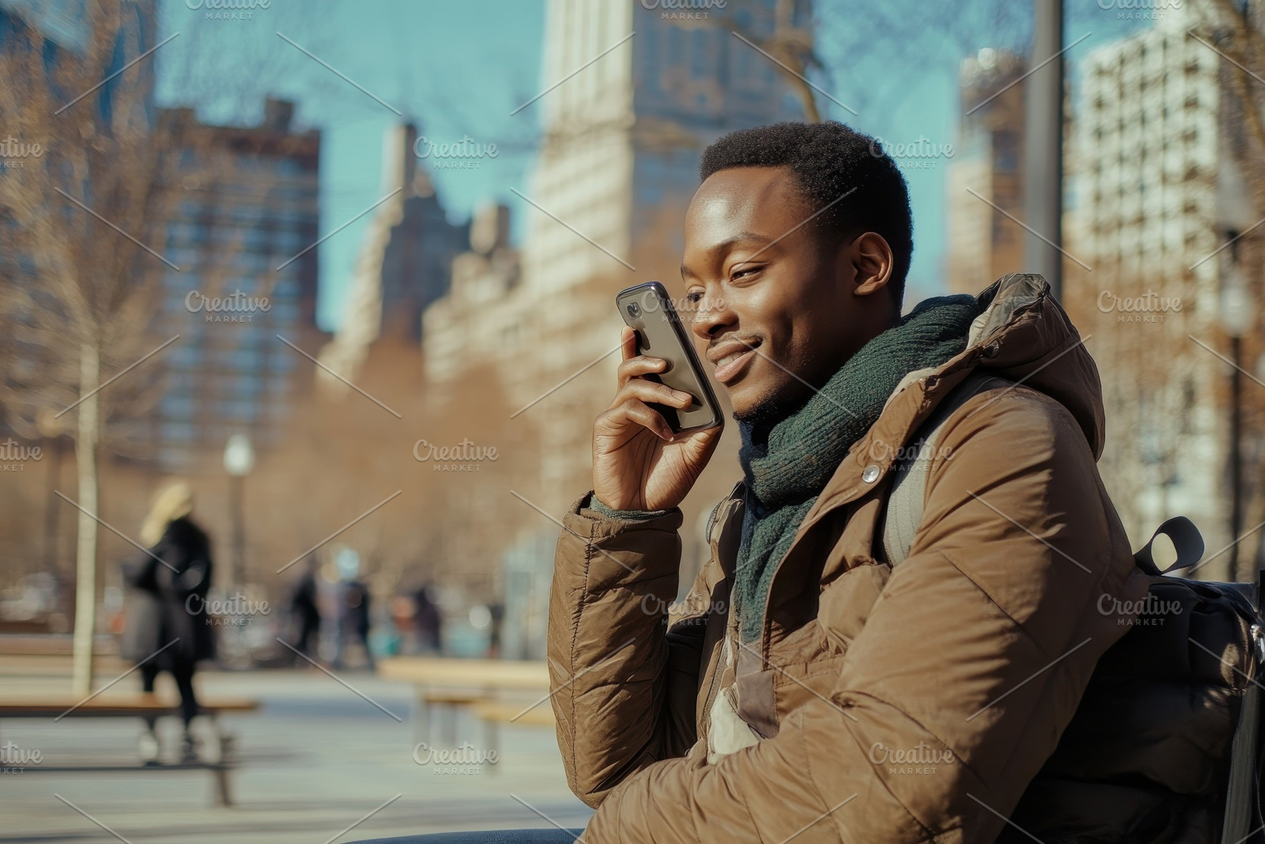 Young black man relaxing on a bench, a Photo by Iftikhar Alam