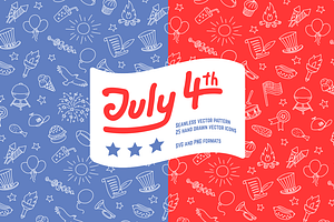 4th Of July Seamless Pattern And Ico