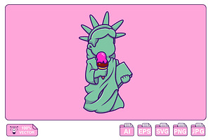 Cute Liberty Landmark Holding, an Object Illustration by Artstorystudio