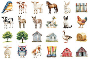 Watercolor Farm Animals Clipart, a Seasonal Illustration by designcity5 (Thumbnail 2 of 5)