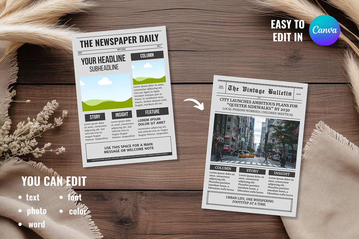 Vintage Newspaper Template, a Magazine Template by ZoloDesignHub (Photo 4 of 10)