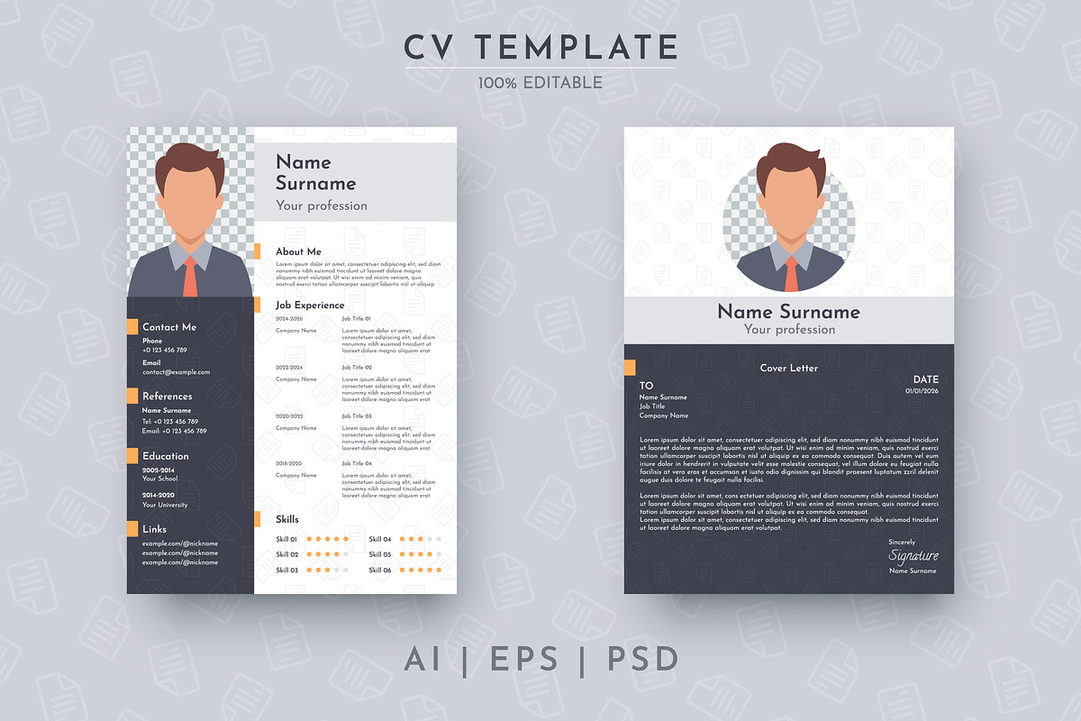 Editable CV template and letter, a Resume Template by rwgusev