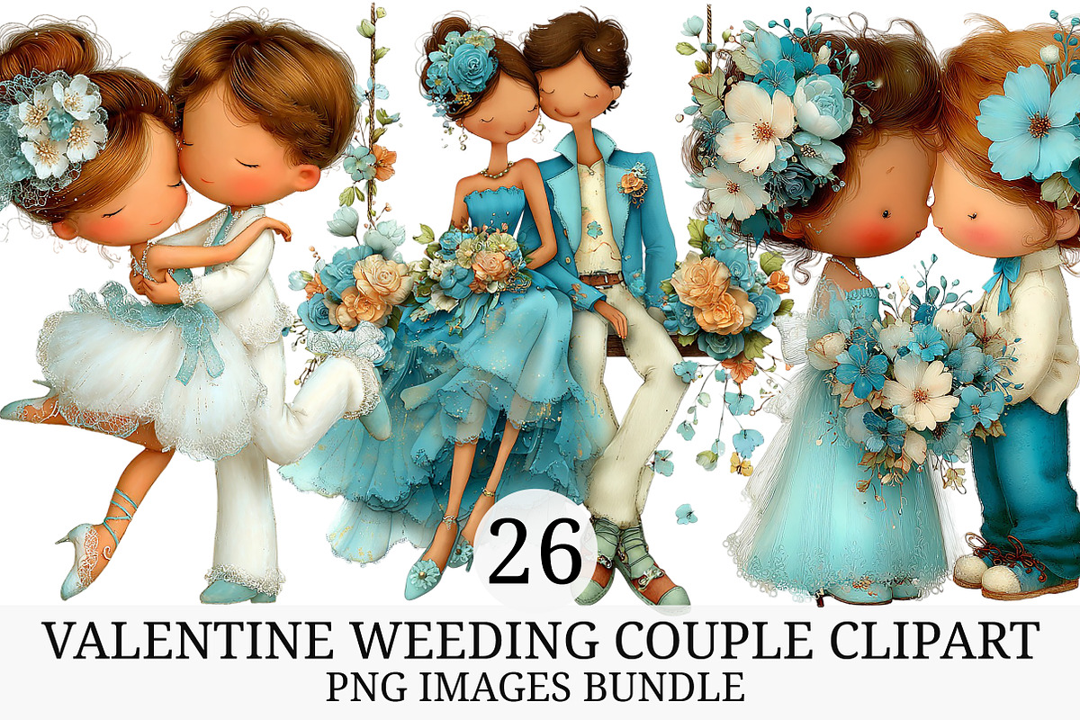 Valentine Weeding Couple Clipart, an Illustration by Craft Nest (Photo 1 of 9)