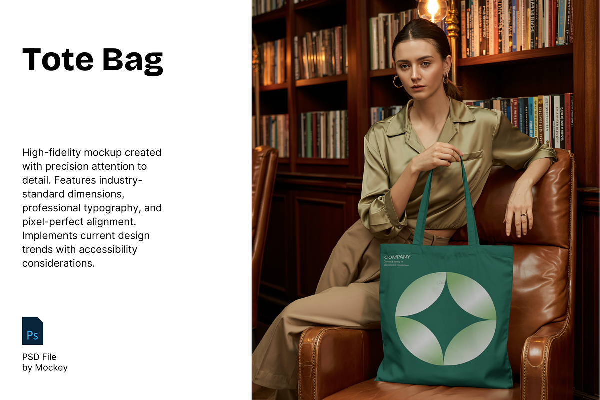 Elegant Reading Room Tote Bag Mockup, a Merchandise Mockup by mockeyai (Photo 1 of 3)