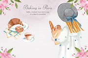 Baking in Paris Watercolor Clipart, a Food Illustration by natalisart (Thumbnail 2 of 16)