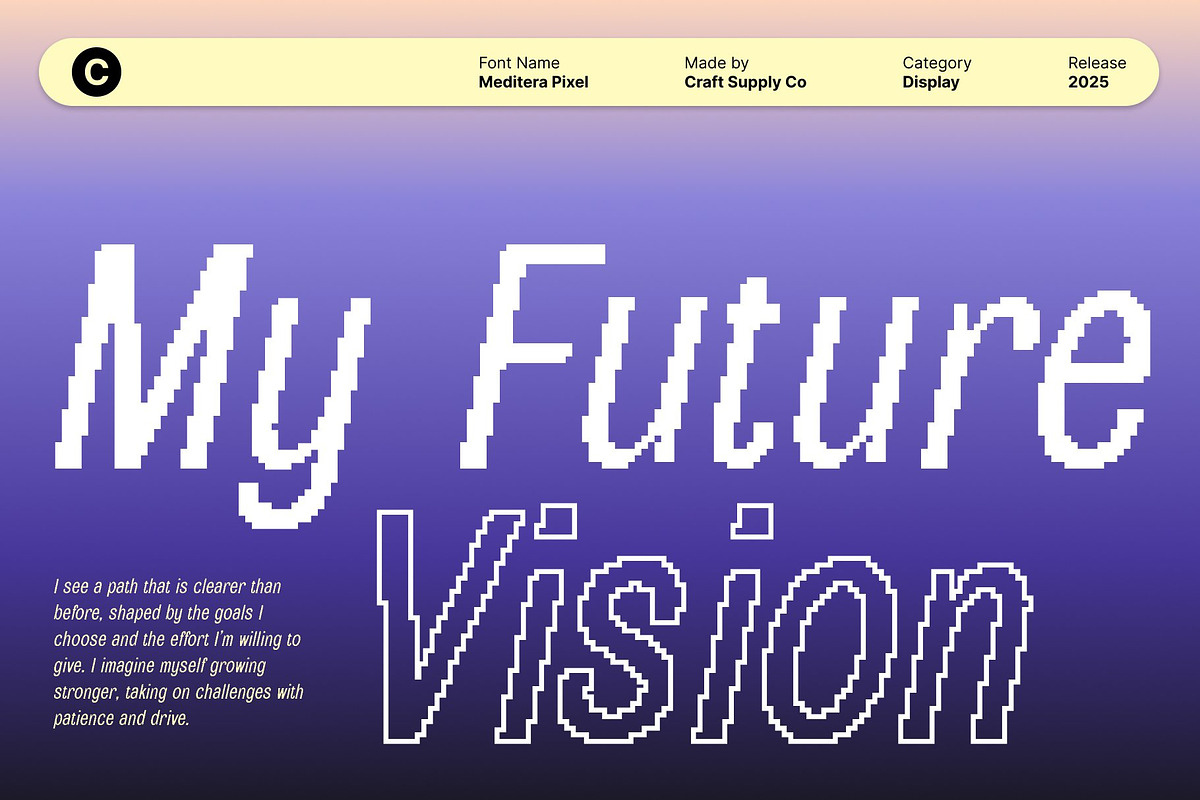 Meditera Pixel, a Sans Serif Font by Craft Supply Co. (Photo 5 of 8)
