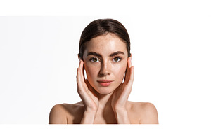 Beauty face and spa. Woman with