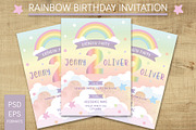 Rainbow Birthday invitation, an Invitation Template by Anis Illustration (Thumbnail 1 of 3)