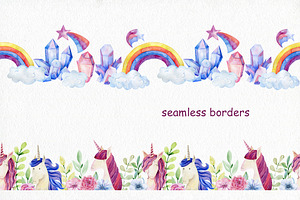 Watercolor Unicorns. Kit.