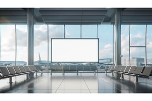 Modern airport waiting area with, an Abstract Photo by Sergey Kotenev
