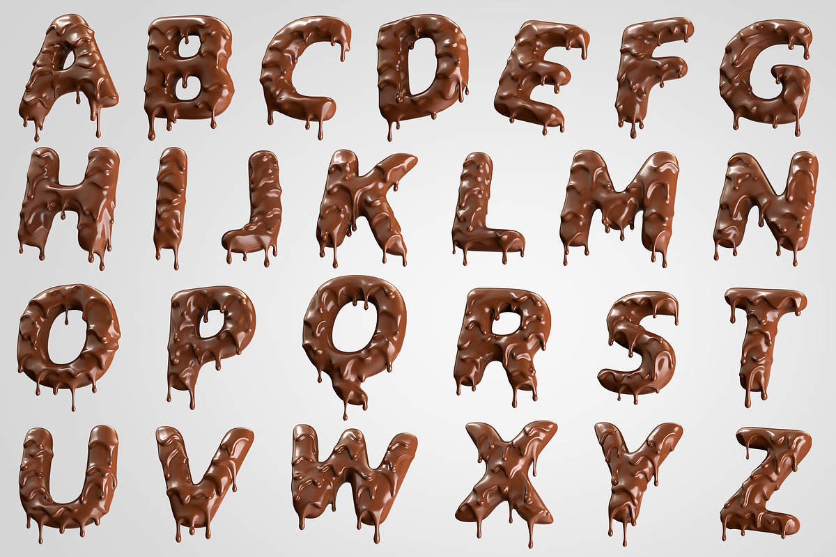 Chocolate Text 3D Letters Set, an Object Graphic by Kotulsky Mockups (Photo 3 of 6)