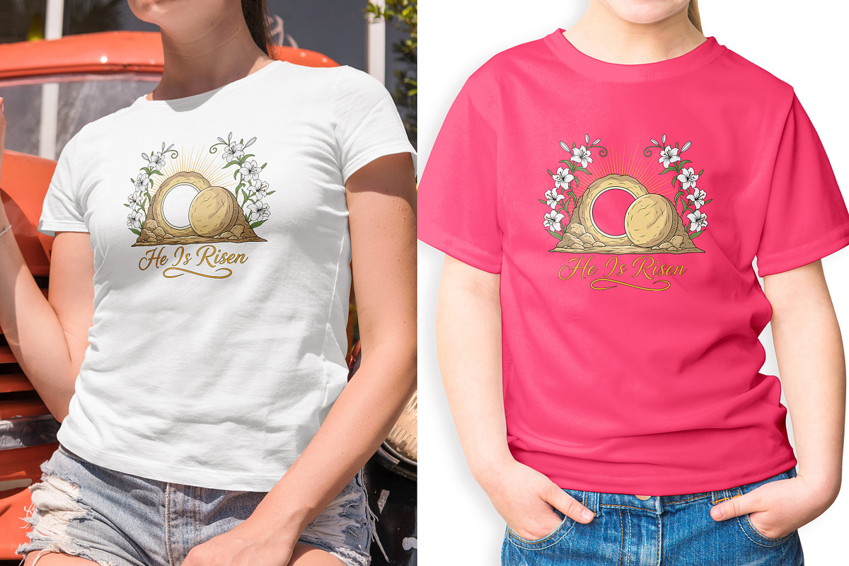 Empty Tomb He Is Risen T-Shirt Desig, a Seasonal Illustration by Ghagra (Photo 3 of 7)