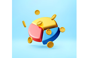 3d Blue, red, and yellow pie chart, a Finance Illustration by Abscent