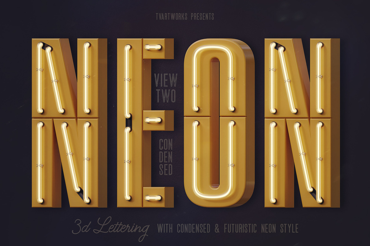 Condensed Neon 3D Lettering, a Graphic by TVartworks (Photo 3 of 21)