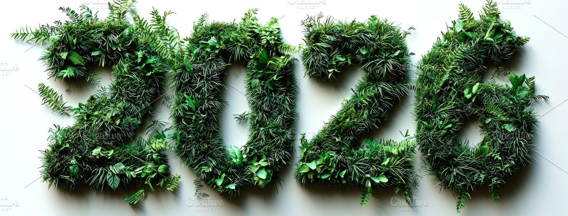 Leafy green 2026 numbers made from assorted foliage on light bac, a Background Photo by José Manuel Gelpi