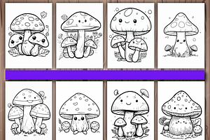 Cute Kawaii Mushroom Coloring KDP 1