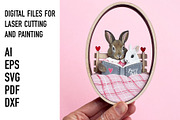 Reading Bunnies Layered Laser File, an Object Graphic by HelloWood (Thumbnail 5 of 5)