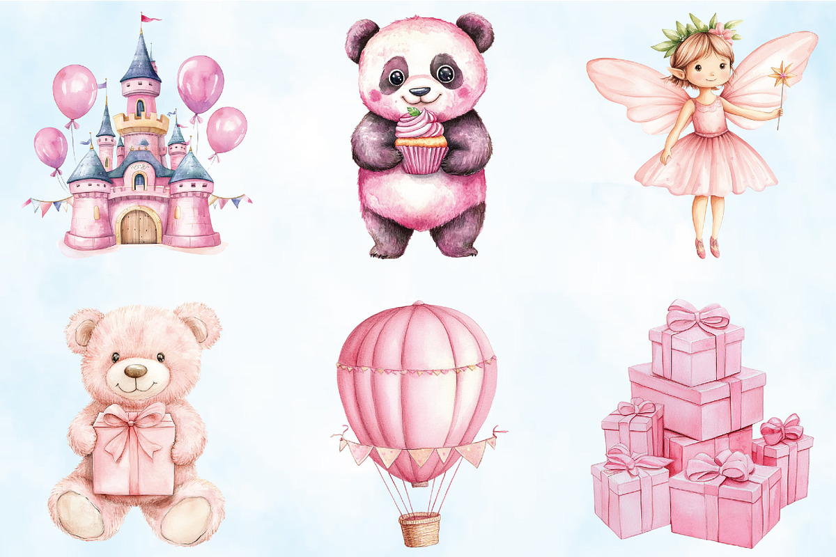 Pink Kids Birthday Clipart, an Illustration by Craft Nest (Photo 3 of 5)