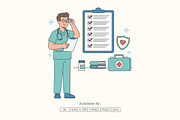 Doctor Analyzing Medical Report, a Healthcare Illustration by Partikusi Design (Thumbnail 1 of 3)