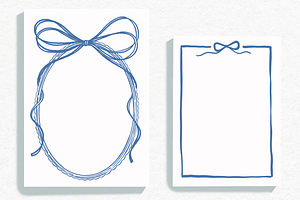 Blue Bow Frame Wedding Clipart, an Illustration by Jordyn Grace Design