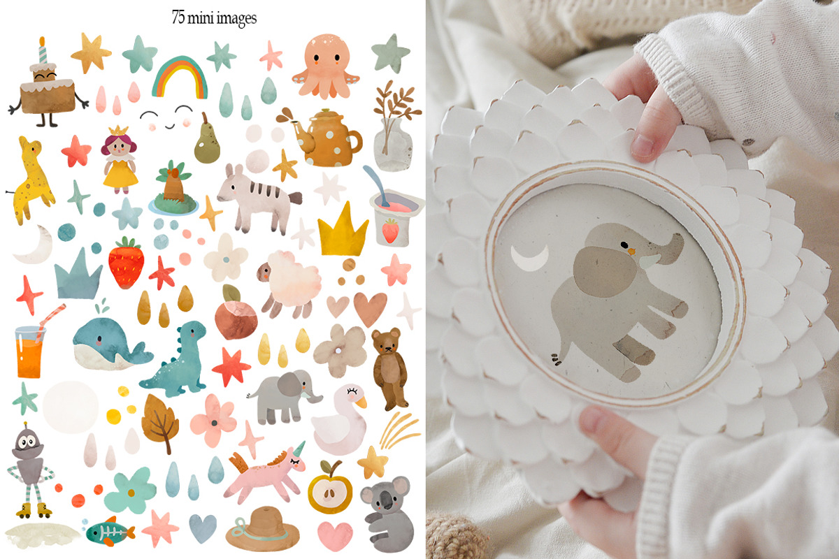 Boho baby Animal watercolor set, an Animal Illustration by TanyaSchuka (Photo 5 of 17)