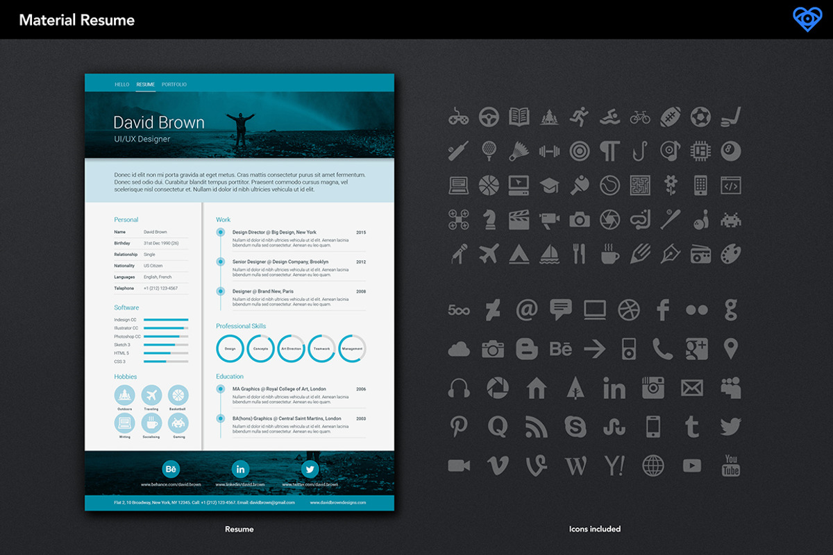 Material Resume Aqua, a Resume Template by ikono.me (Photo 5 of 5)