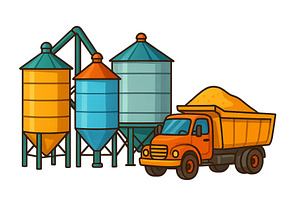 Construction site with orange truck, an Illustration by ZinetroN