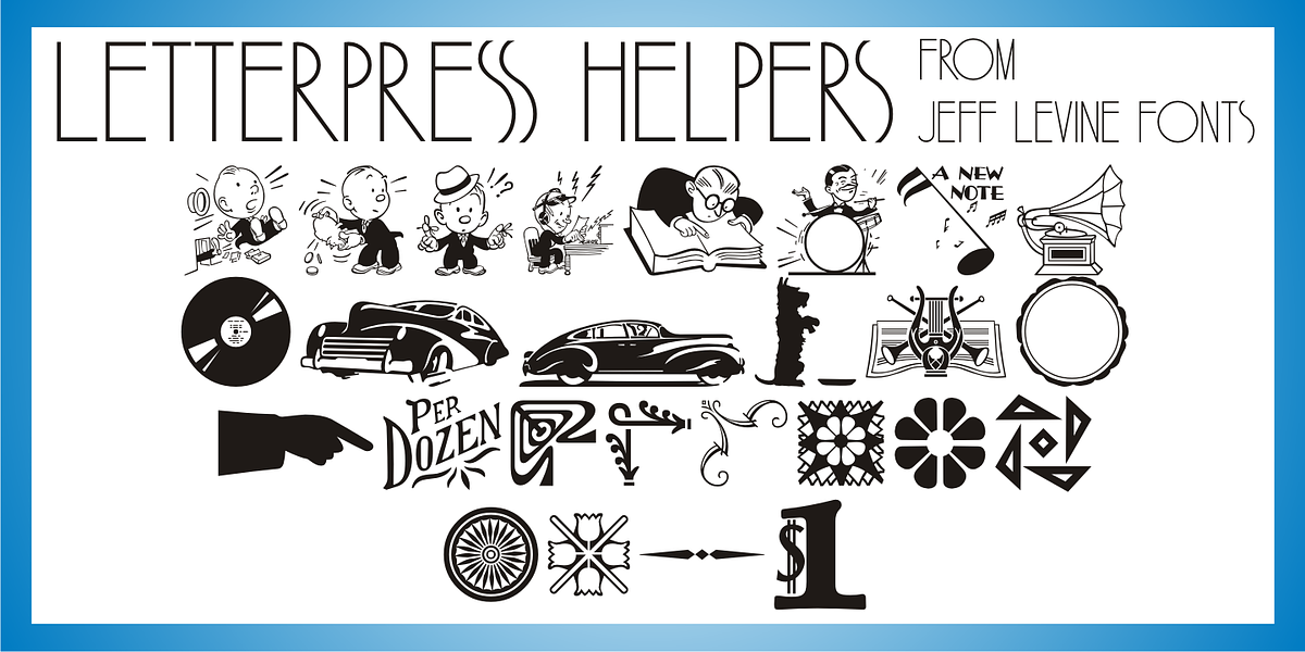 Letterpress Helpers JNL, a Symbol Font by Jeff Levine Fonts