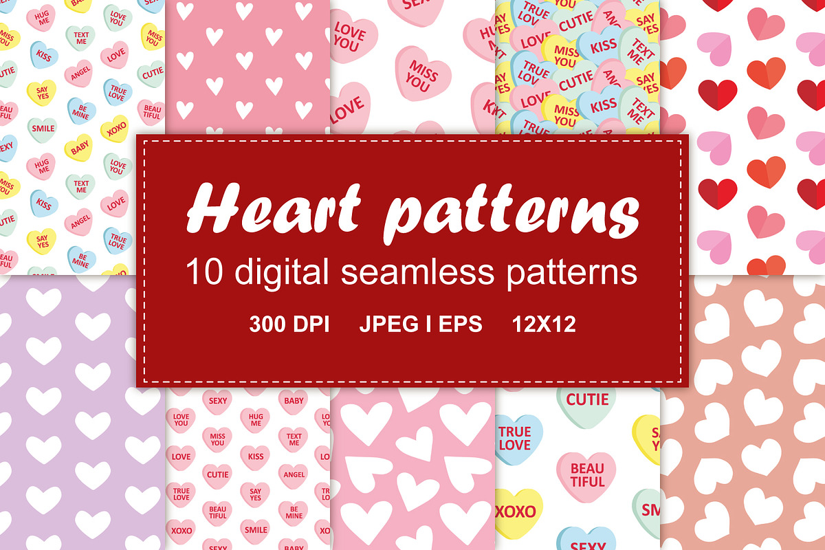 Valentine seamless patterns set, a Pattern Graphic by Swetsol (Photo 1 of 8)