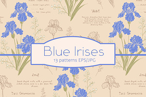 Vintage Blue Irises patterns