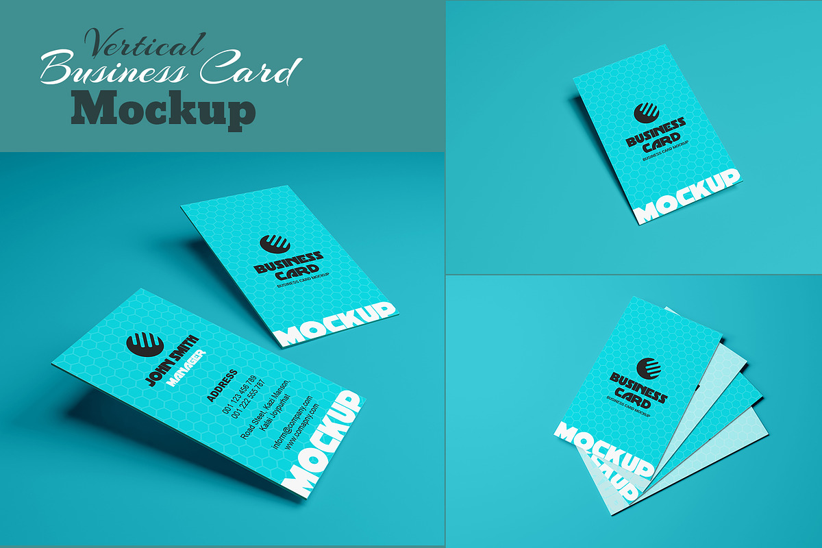 Vertical Business Card Mockups, a Product Mockup by alimran24 (Photo 1 of 12)