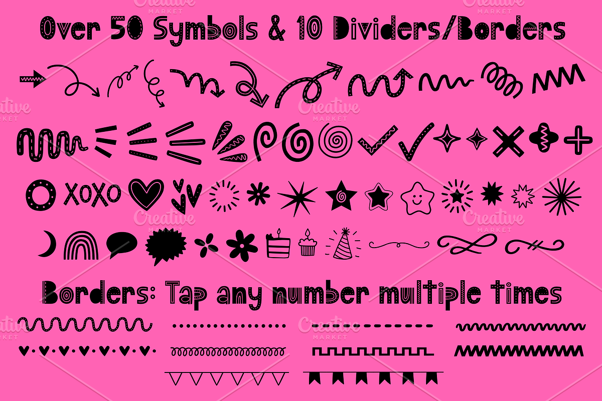 Zoomies Font Duo With Doodles, a Symbol Font by AlwaysBeColoring (Photo 3 of 11)