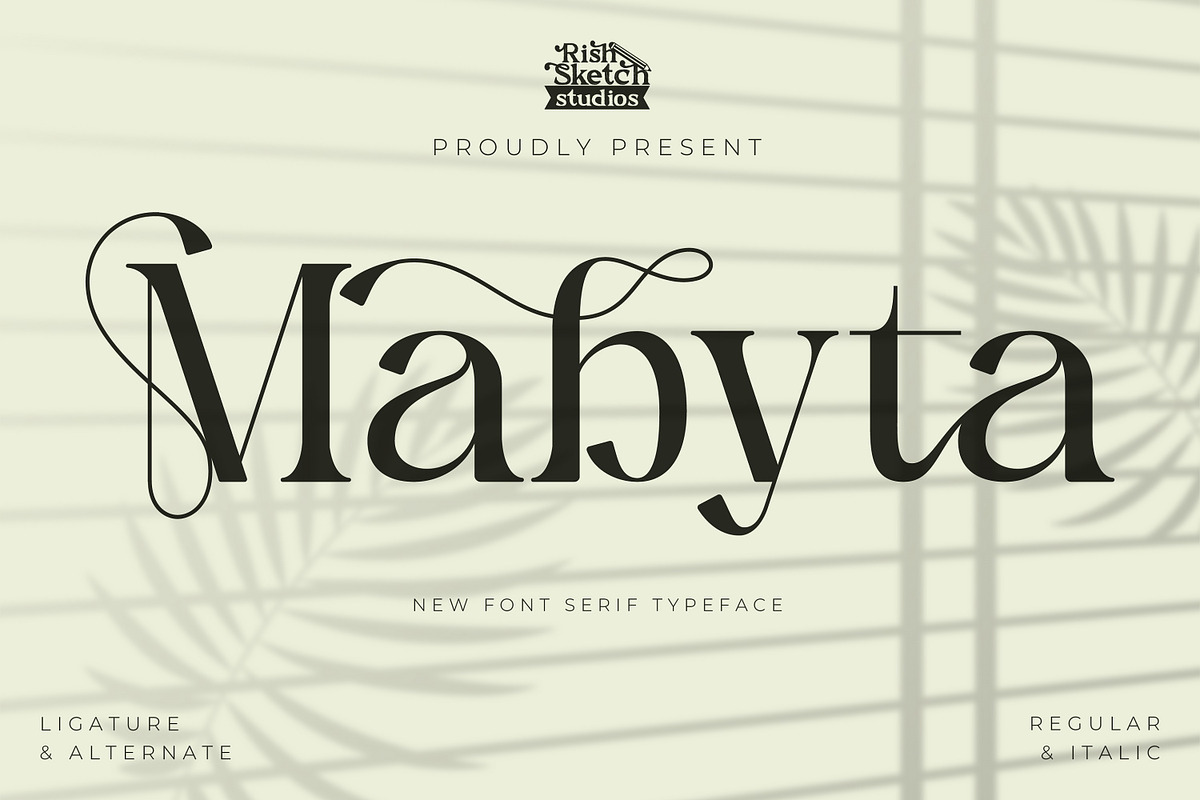 Mabyta - Serif Typeface Font, a Serif Font by Rishsketch (Photo 1 of 15)