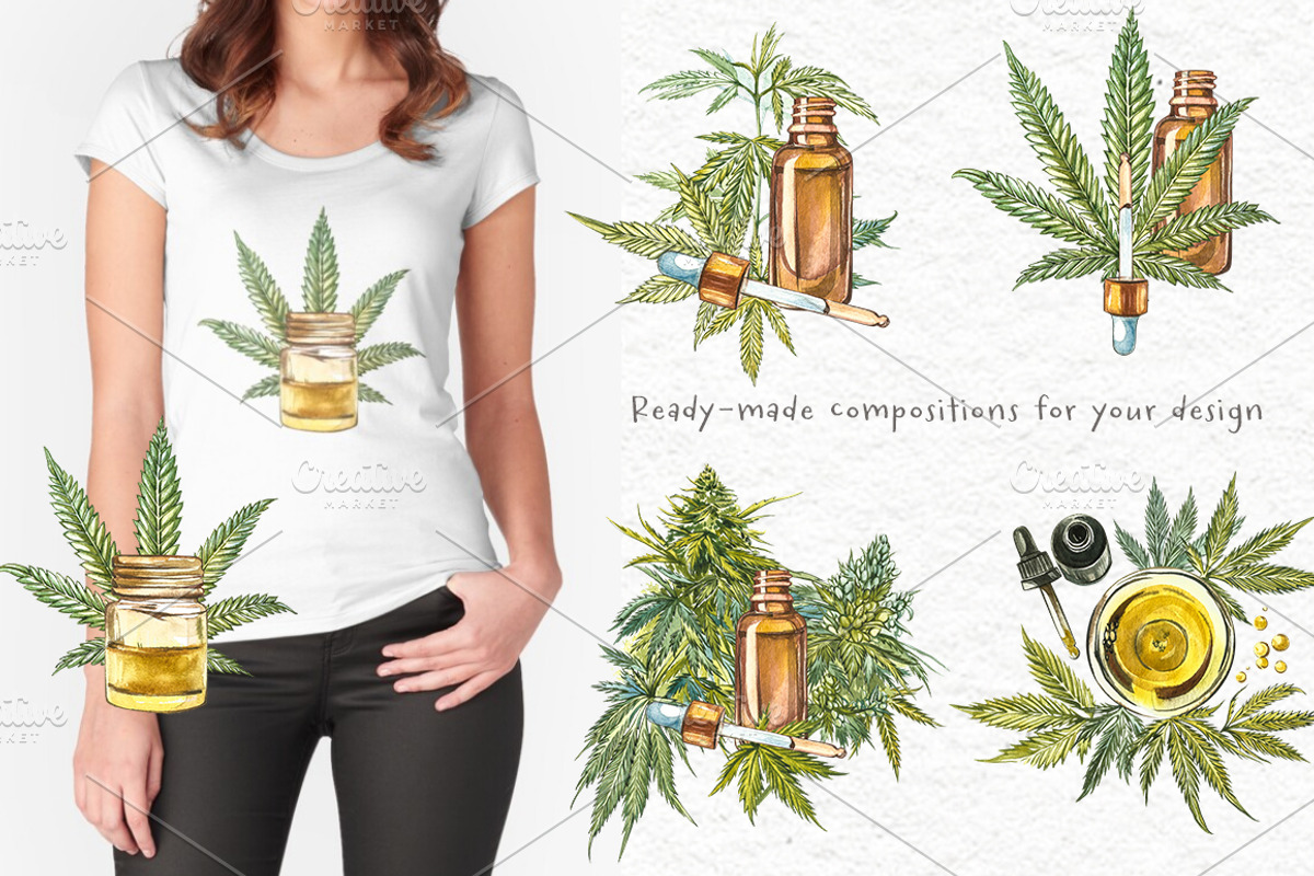 CBD Oil. Hemp illustration, a Food Illustration by Ann Astro (Photo 7 of 8)