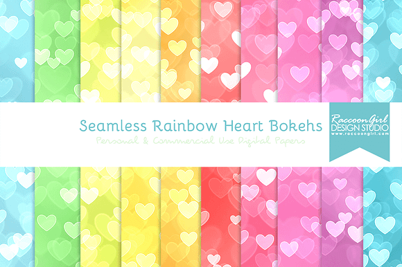 Seamless Rainbow Heart Bokehs