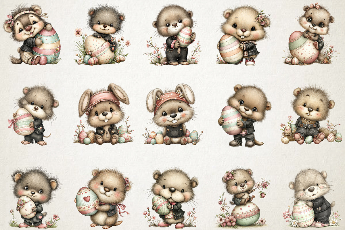 Whimsical Easter Beaver Clipart, an Illustration by RobertsArt (Photo 3 of 5)