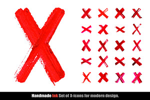 X - Red handwritten letter set